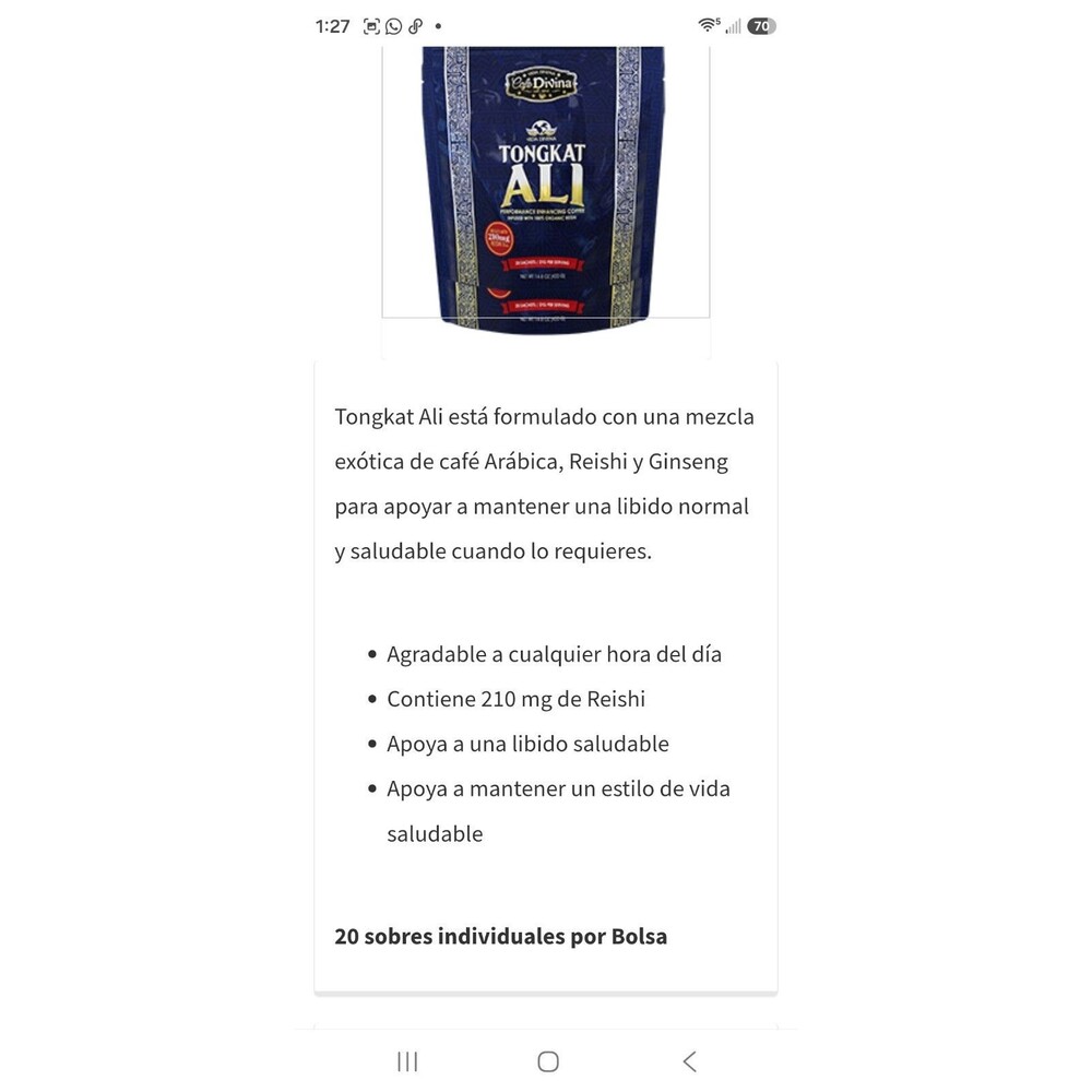 TongkatAli Coffee, sexdrive, Organic Reishi,Gingsen, Libido, VidaDivina, Energy